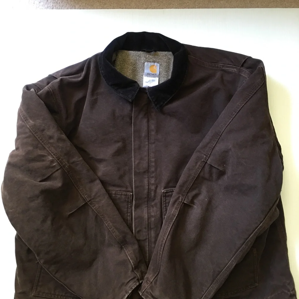 Carhartt 2XL Mens Sherpa Lined  Workwear Jacket/Coat in Dark Brown - Picture 3 of 9